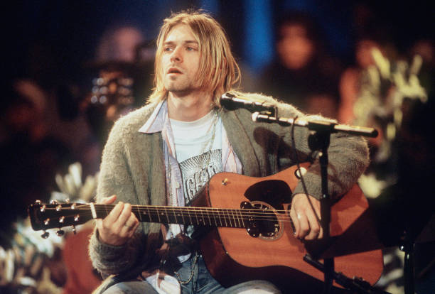 Kurt Cobain of Nirvana during the taping of MTV Unplugged at Sony Studios in New York City, 11/18/93. (Photo by Frank Micelotta/Getty Images) *** Special Rates Apply *** Call for Rates ***