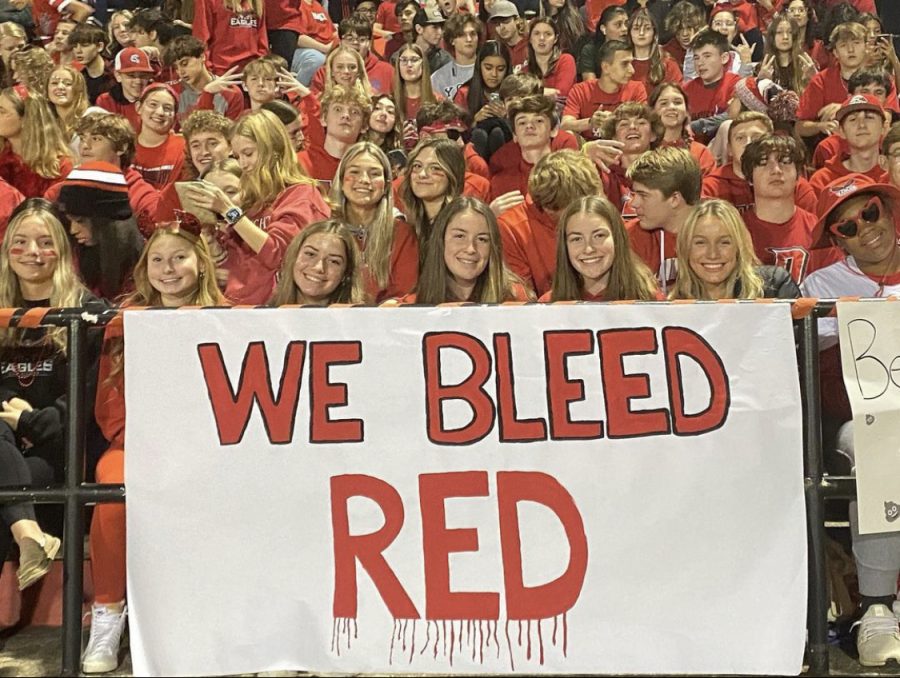 Student Section bleeds red for the game against Garden Spot.