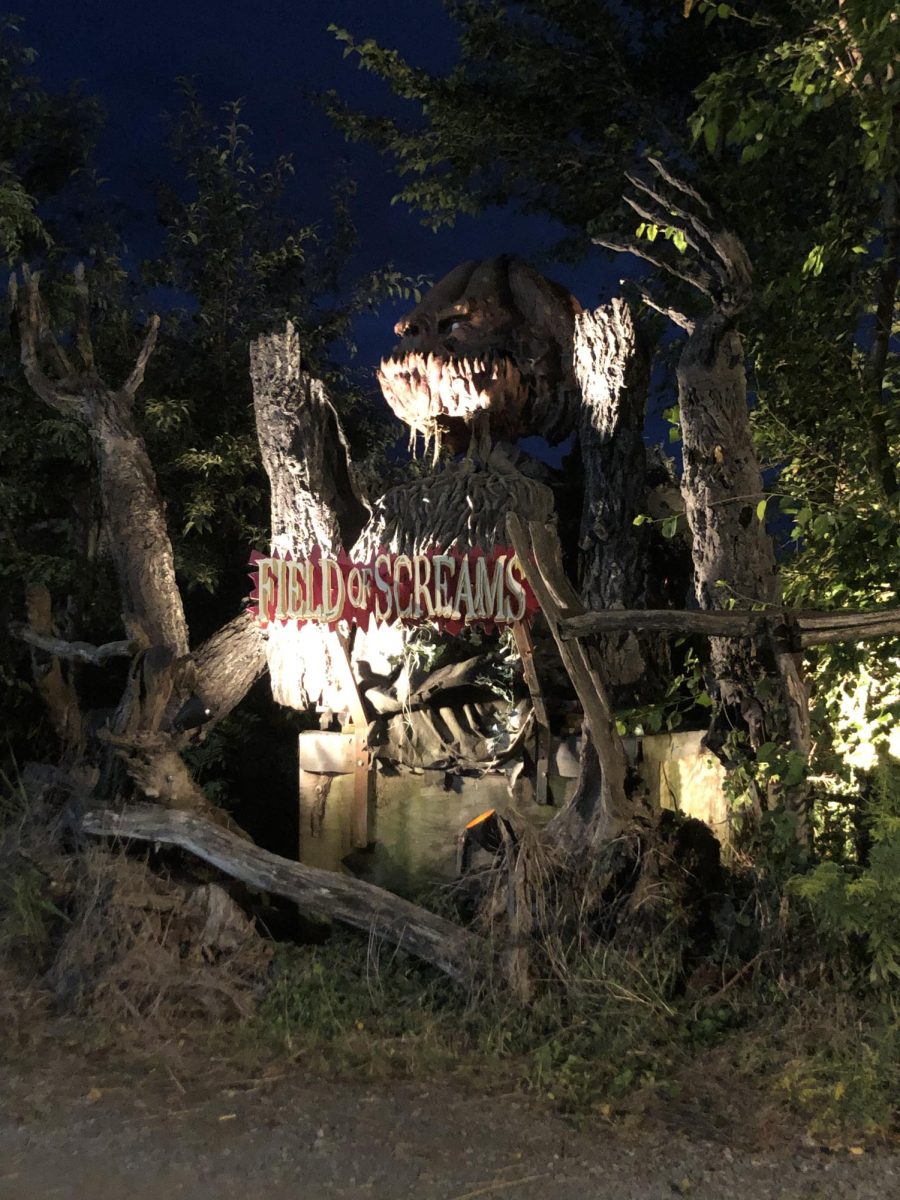 20-foot Pumpkin King greets you at the start of the Haunted Hayride.