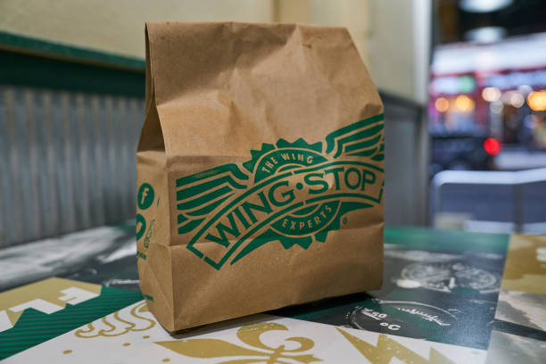 A bag  at Wingstop restaurant in the Brooklyn borough of New York, US, on Wednesday, May 3, 2023. Wingstop Inc. is scheduled to release earnings figures on May 3. Photographer: Bing Guan/Bloomberg via Getty Images
